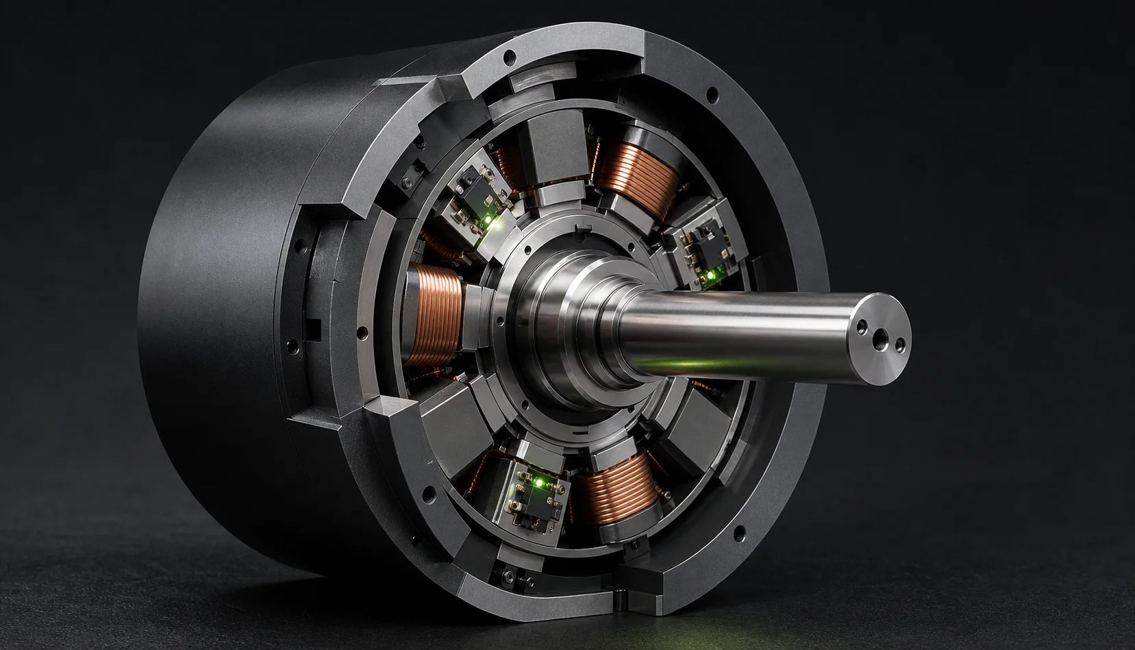 Active magnetic bearing with electromagnets supporting a rotor.